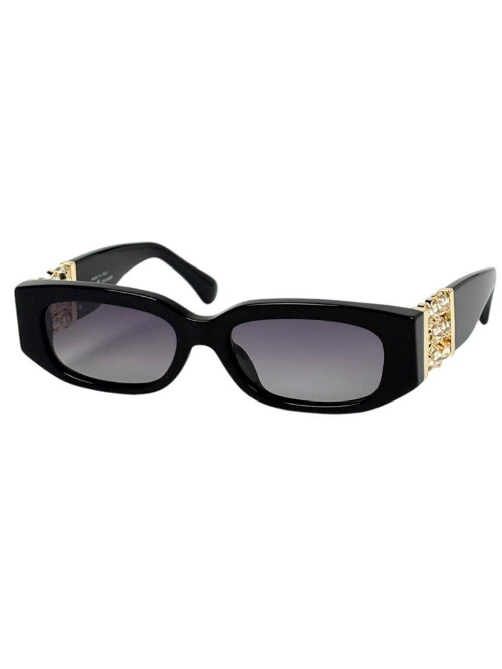 Chanel Oval Shape Sunglasses CC Logo Acetate Costume Pearl Black Eyewear